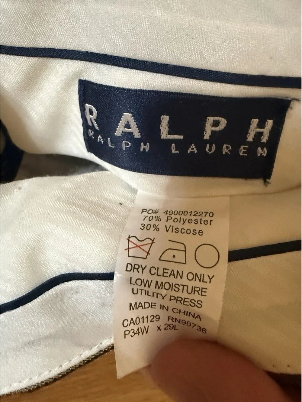 Lauren Ralph Lauren Dress Pants Mens 34x29 Gray Straight Pleated Polyester